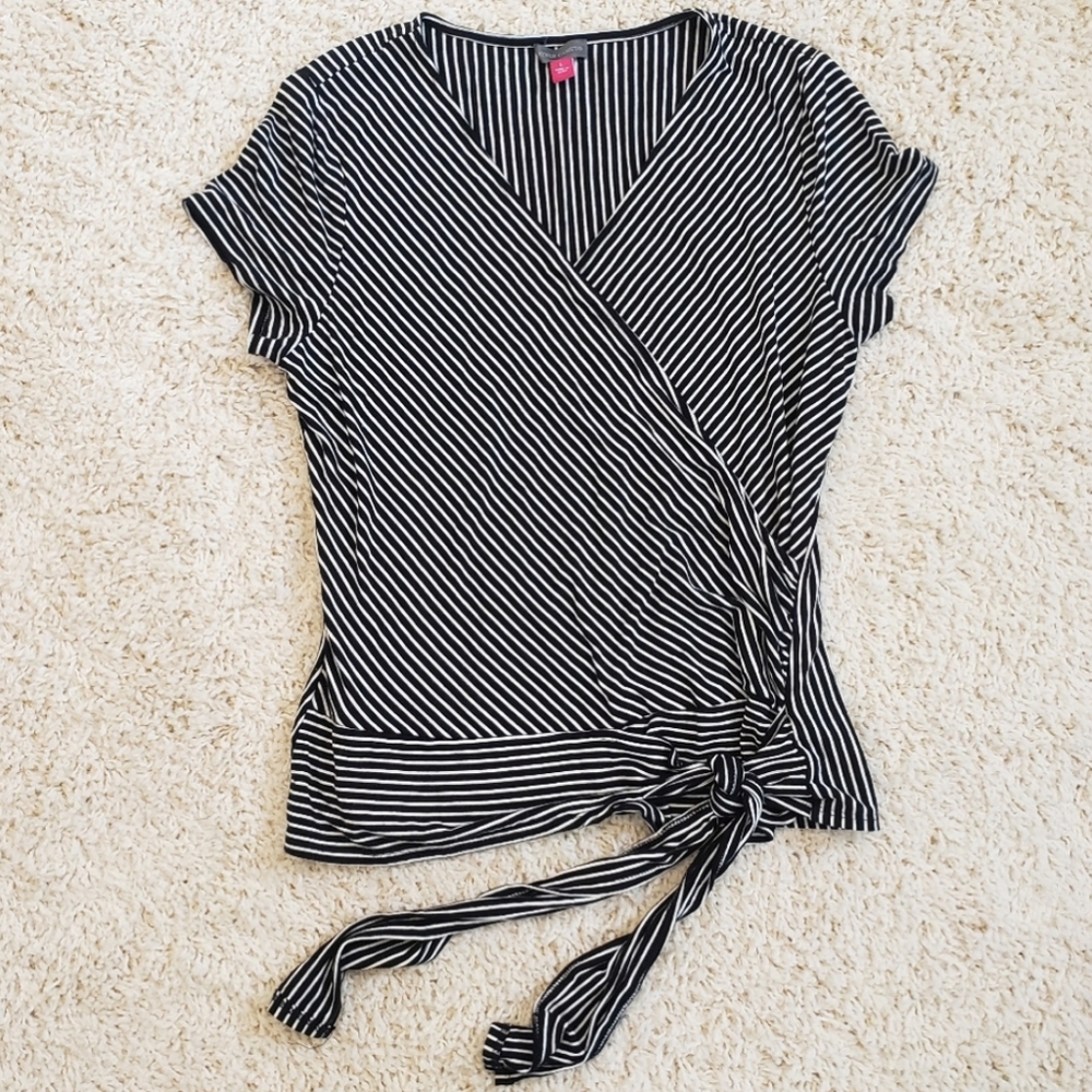 Vince Camuto Striped Wrap Front Top